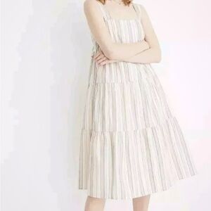 Madewell 100% cotton striped midi dress lined size 0